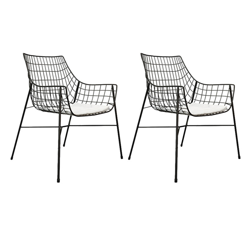 Iron Dining Side Chair with Water Repellent Finish Cushion Modern Dining Side Chair