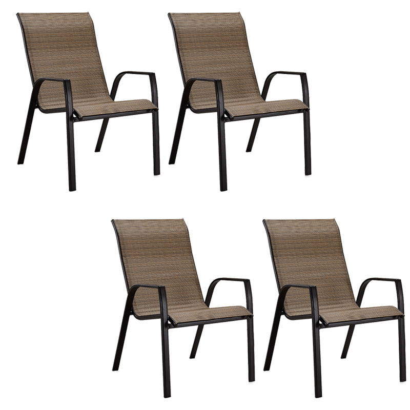 Tropical Rattan Patio Dining Armchair with Arm Outdoors Dining Chairs