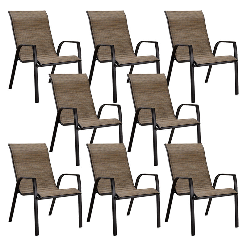 Tropical Rattan Patio Dining Armchair with Arm Outdoors Dining Chairs