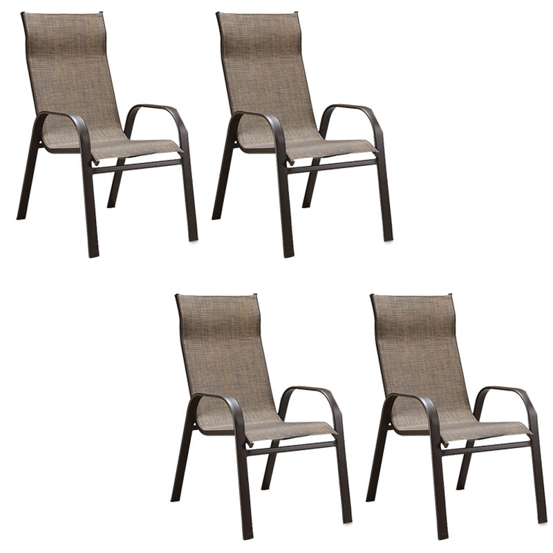 Tropical Rattan Patio Dining Armchair with Arm Outdoors Dining Chairs