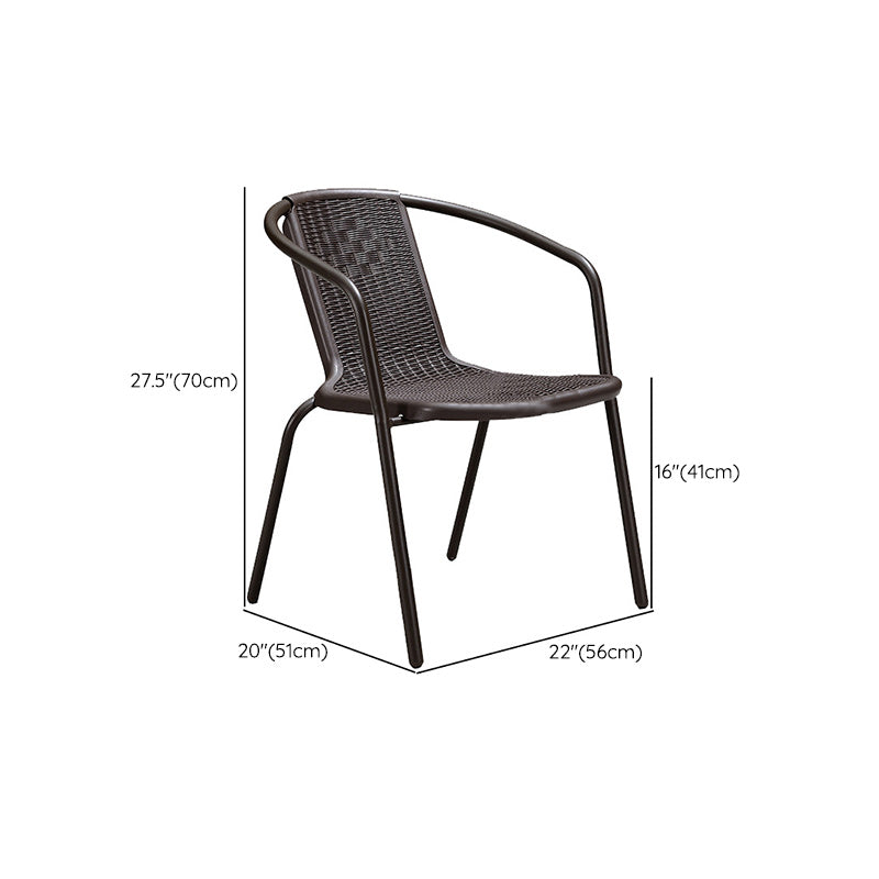 Tropical Rattan Patio Dining Armchair with Arm Outdoors Dining Chairs