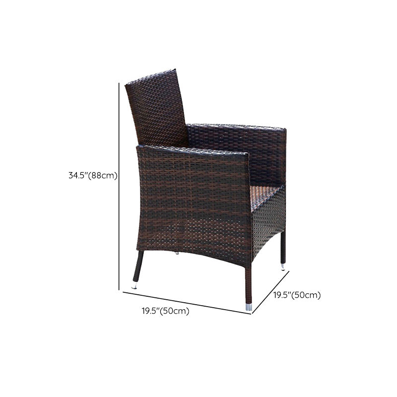 Tropical Rattan Patio Dining Armchair with Arm Outdoors Dining Chairs