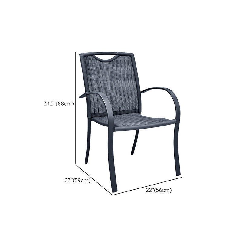 Tropical Rattan Patio Dining Armchair with Arm Outdoors Dining Chairs