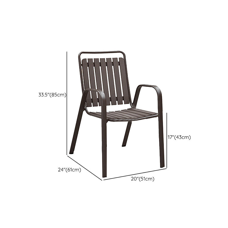 Tropical Rattan Patio Dining Armchair with Arm Outdoors Dining Chairs