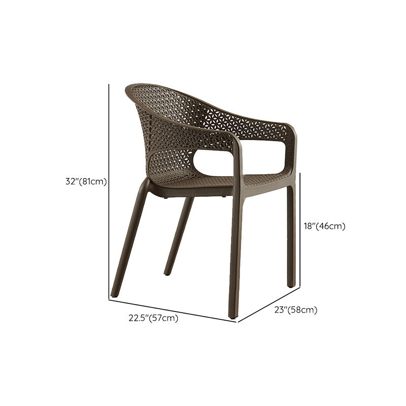 Tropical Rattan Patio Dining Armchair with Arm Outdoors Dining Chairs