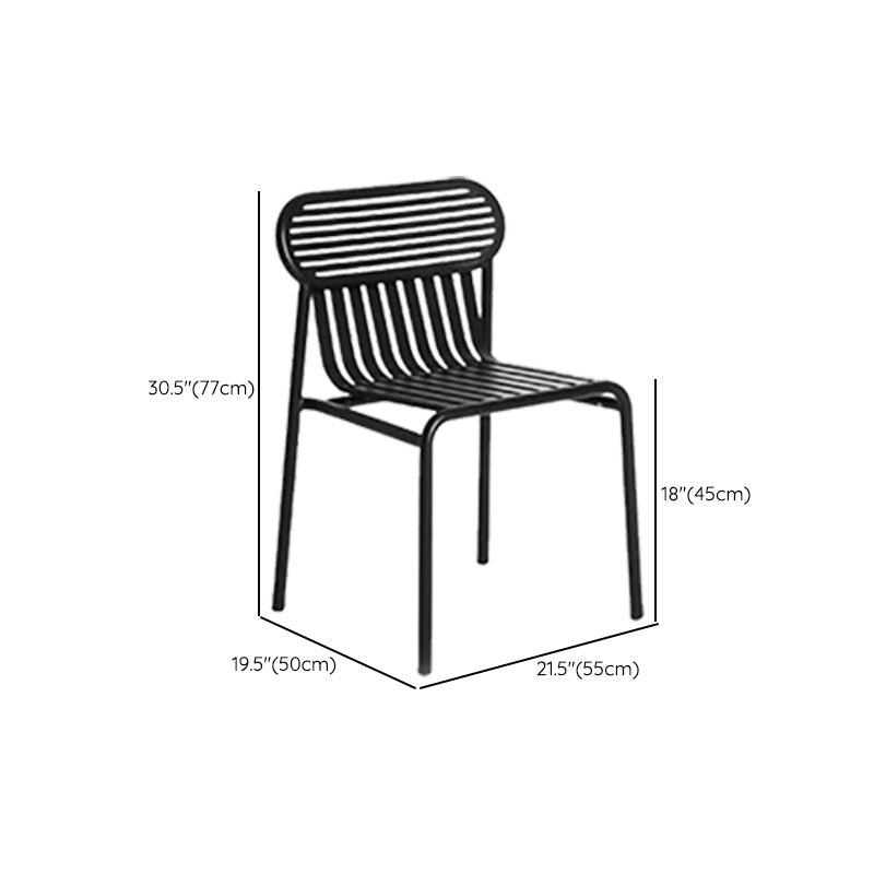 Industrial Metal Outdoor Bistro Chairs Open Back Dining Chairs in Black