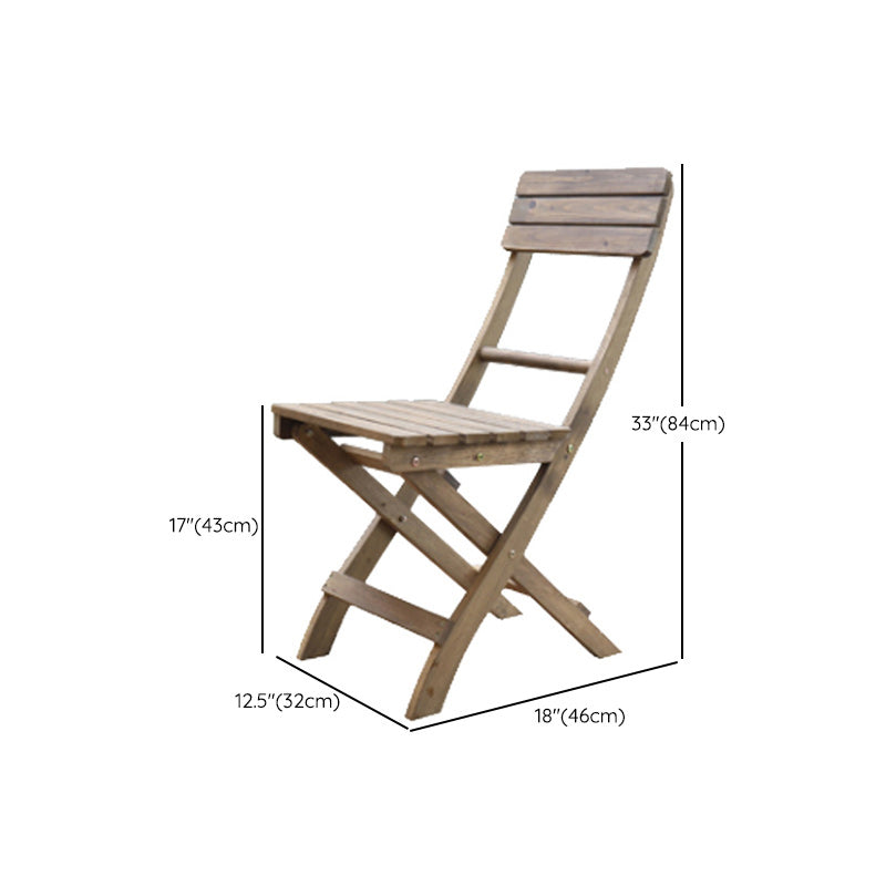 Modern Wood Folding Outdoors Dining Chairs Armless Open Back Side Chair