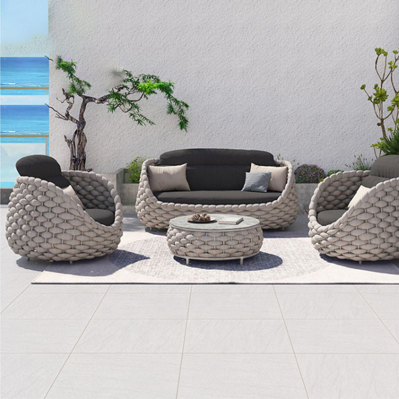 Steel Frame Patio Sofa Modern Outdoor Sofa with Sponge Cushion