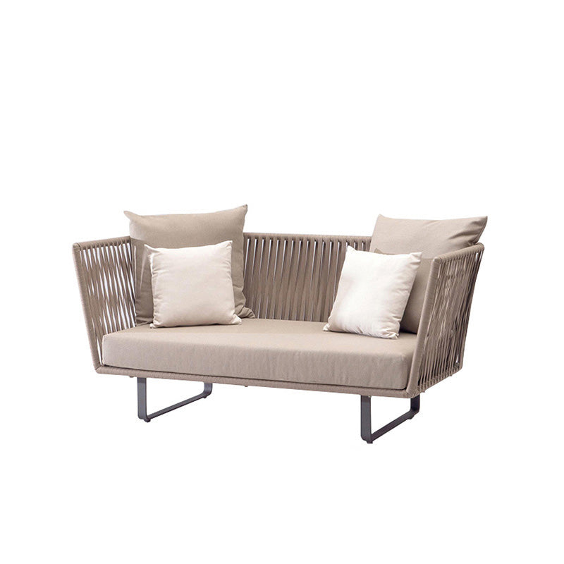 Brown Metal Outdoor Patio Sofa Contemporary Water Resistant Patio Sofa with Cushion