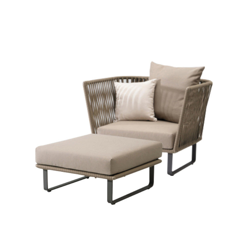 Brown Metal Outdoor Patio Sofa Contemporary Water Resistant Patio Sofa with Cushion