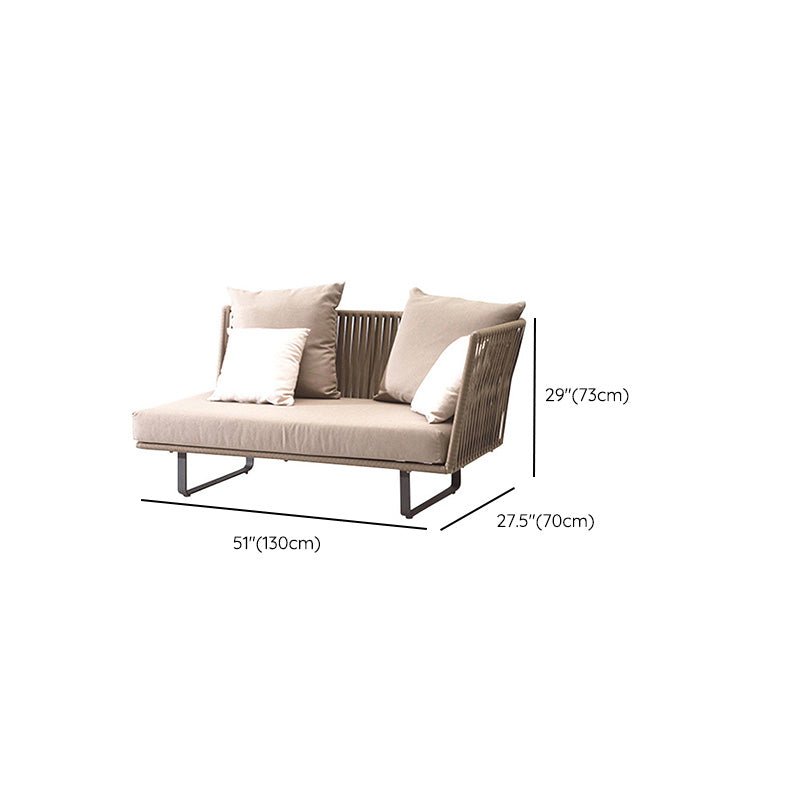 Brown Metal Outdoor Patio Sofa Contemporary Water Resistant Patio Sofa with Cushion