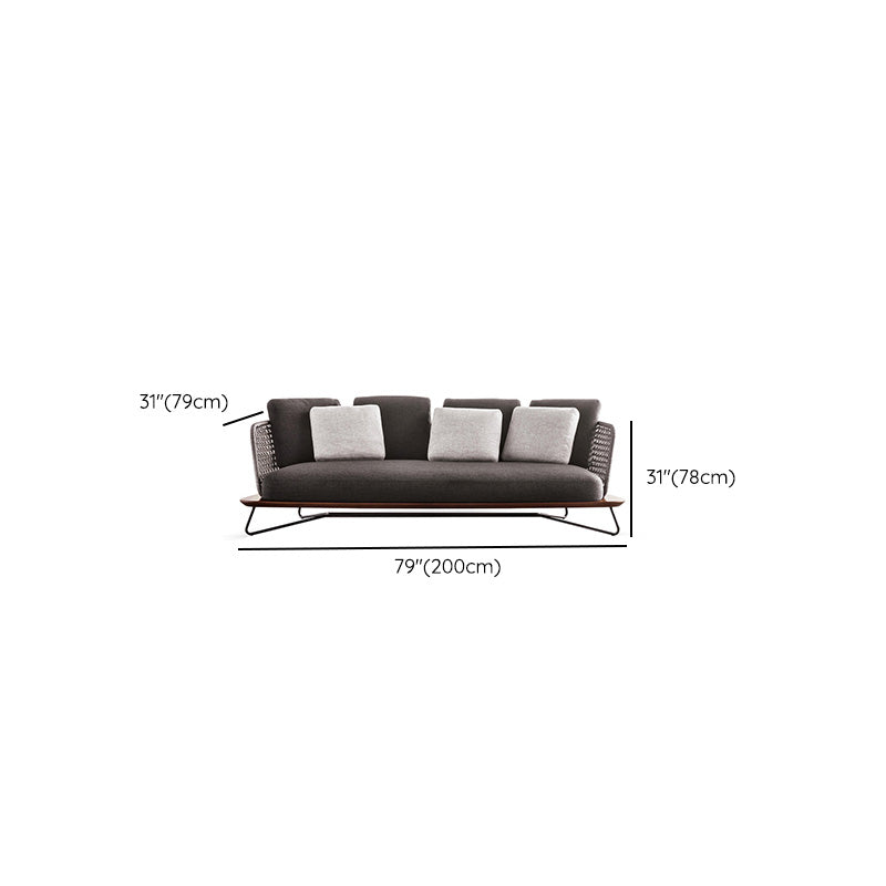 Contemporary Metal Patio Sofa Water Resistant Outdoor Patio Sofa