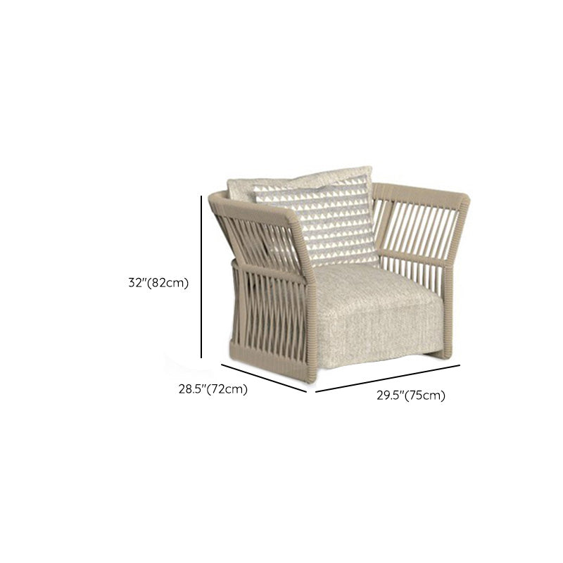 Beige Metal Patio Sofa 1 PC Water Resistant Outdoor Patio Sofa