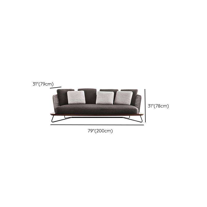 Contemporary Metal Patio Sofa 1 PC Water Resistant Outdoor Patio Sofa