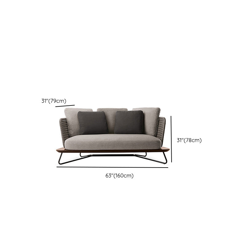 Contemporary Metal Patio Sofa 1 PC Water Resistant Outdoor Patio Sofa