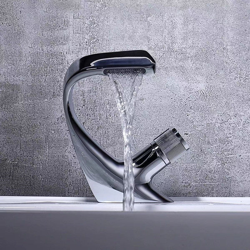 Knob Handle Faucet Contemporary Style Faucet with Waterfall Spout