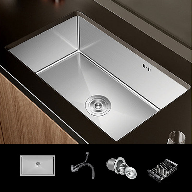 Modern Kitchen Sink Stainless Steel Strainer Kitchen Sink with Faucet in Silver