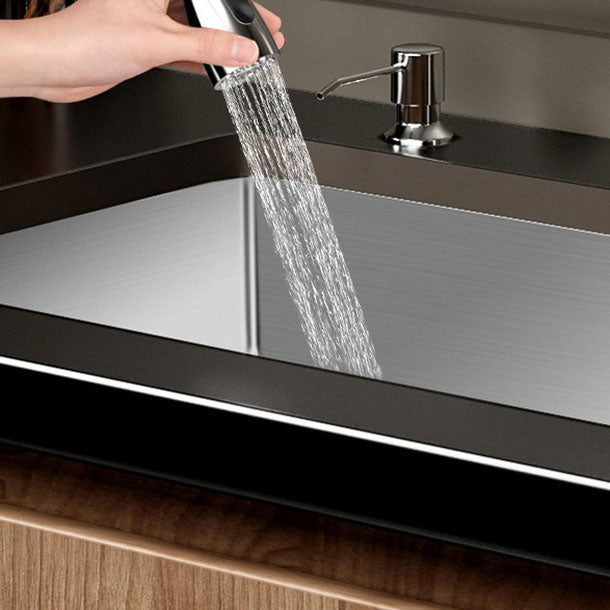 Modern Kitchen Sink Stainless Steel Strainer Kitchen Sink with Faucet in Silver