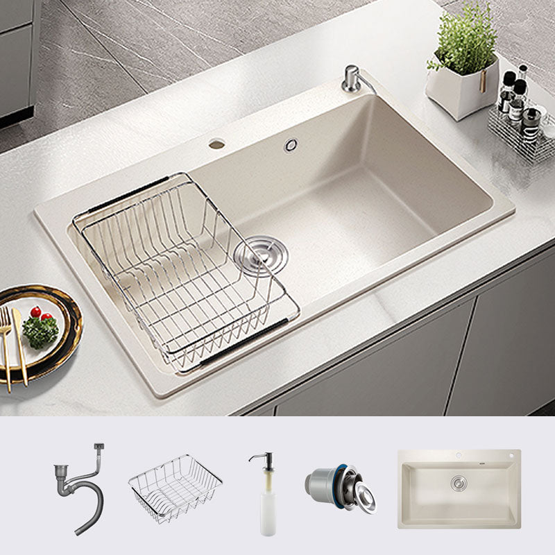 Modern Single Bowl Sink Solid Color Kitchen Sink with Overflow Hole