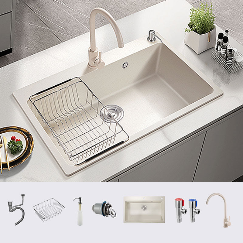 Modern Single Bowl Sink Solid Color Kitchen Sink with Overflow Hole