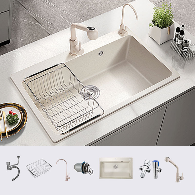 Modern Single Bowl Sink Solid Color Kitchen Sink with Overflow Hole