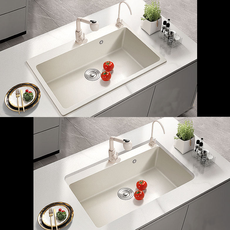 Modern Single Bowl Sink Solid Color Kitchen Sink with Overflow Hole