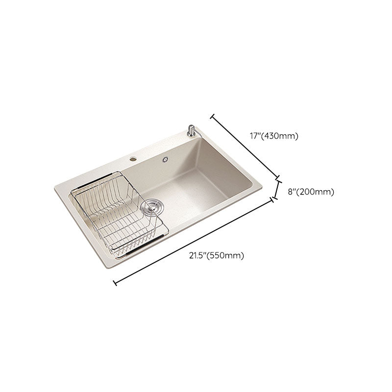 Modern Single Bowl Sink Solid Color Kitchen Sink with Overflow Hole