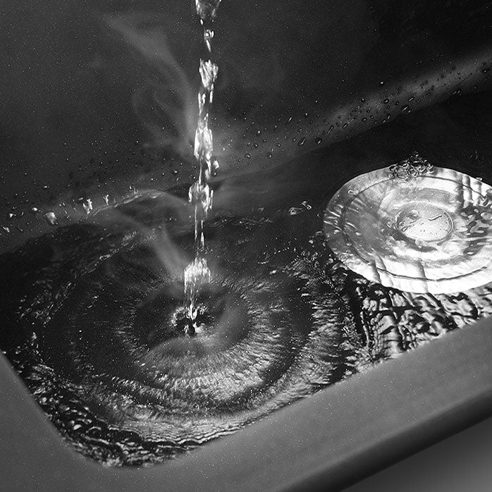 Black Quartz Sink Overflow Hole Detail Overflow Hole Kitchen Sink with Faucet
