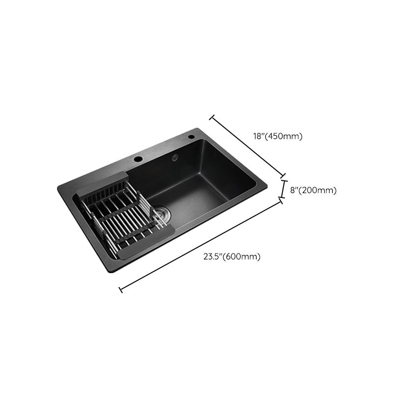 Black Quartz Sink Overflow Hole Detail Overflow Hole Kitchen Sink with Faucet