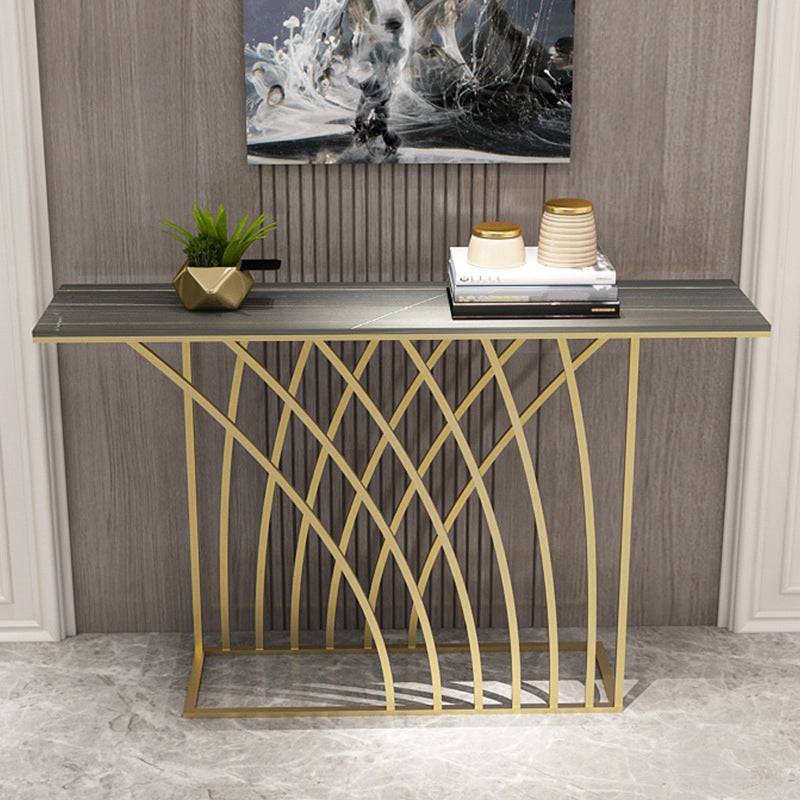 Modern Console Table Stone Rectangle Accent Table , 31.5-inch Tall