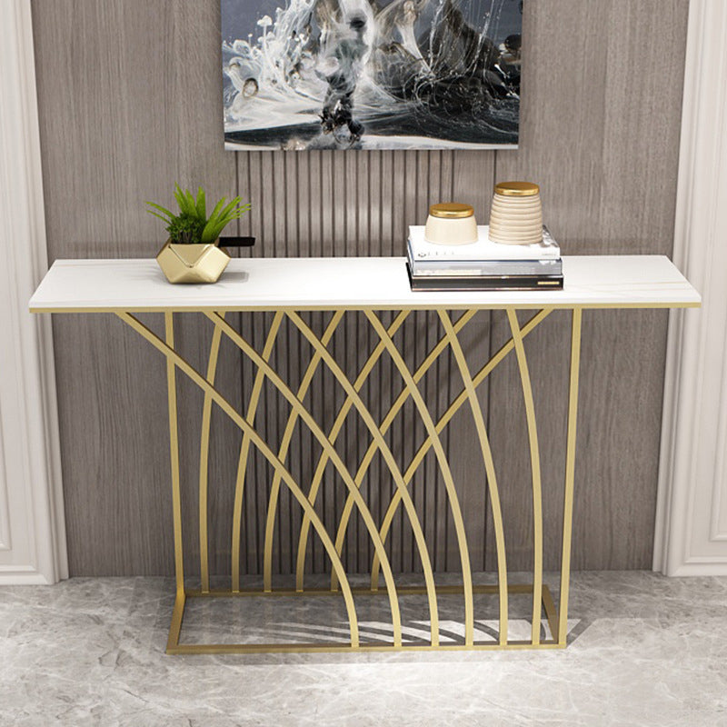 Modern Console Table Stone Rectangle Accent Table , 31.5-inch Tall