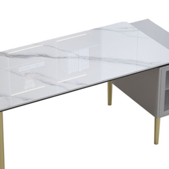 Glam Stone Office Desk Cabinet Included Writing Desk for Office