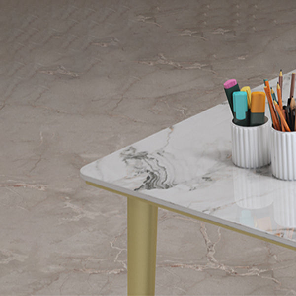 Glam Stone Office Desk Cabinet Included Writing Desk for Office