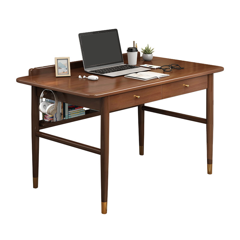 Glam 2 Drawers Office Desk Solid Wood 29.53" Tall Writing Desk