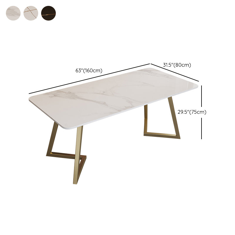 Glam Metal Office Desk Golden Rectangular Writing Desk for Office