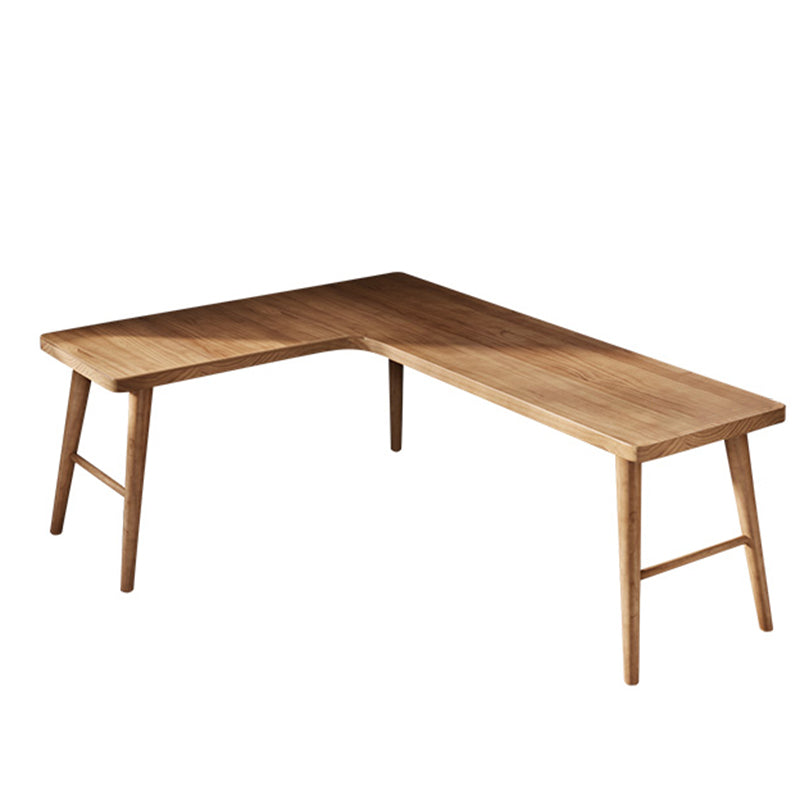 Industrial Office Desk Solid Wood L-Shape Writing Desk for Bedroom