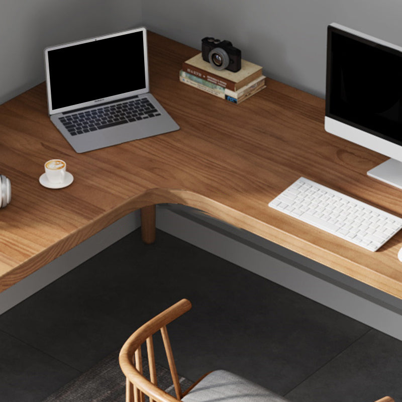 Industrial Office Desk Solid Wood L-Shape Writing Desk for Bedroom