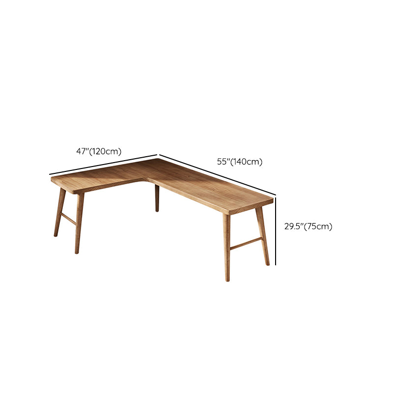 Industrial Office Desk Solid Wood L-Shape Writing Desk for Bedroom