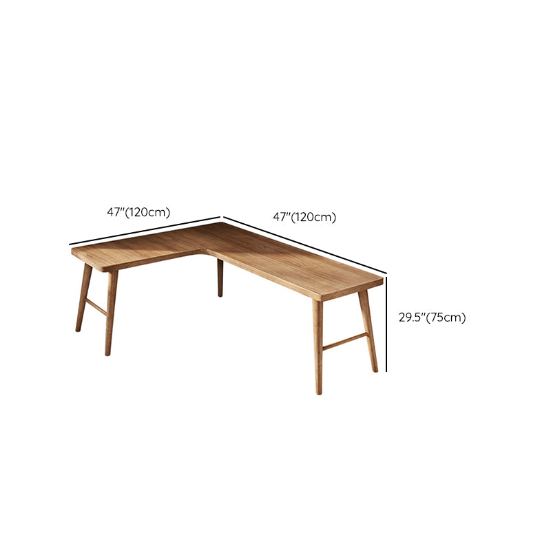 Industrial Office Desk Solid Wood L-Shape Writing Desk for Bedroom