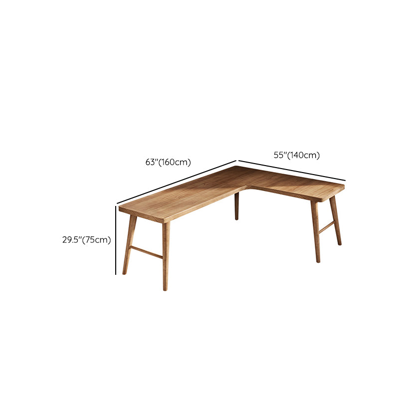 Industrial Office Desk Solid Wood L-Shape Writing Desk for Bedroom