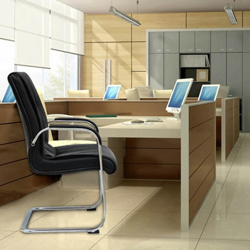 Contemporary Fixed Arms Office Chair Leather Desk Chair for Office