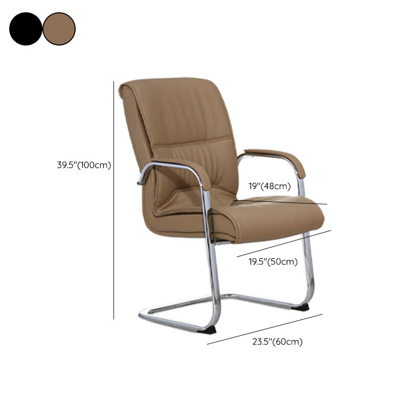 Contemporary Fixed Arms Office Chair Leather Desk Chair for Office