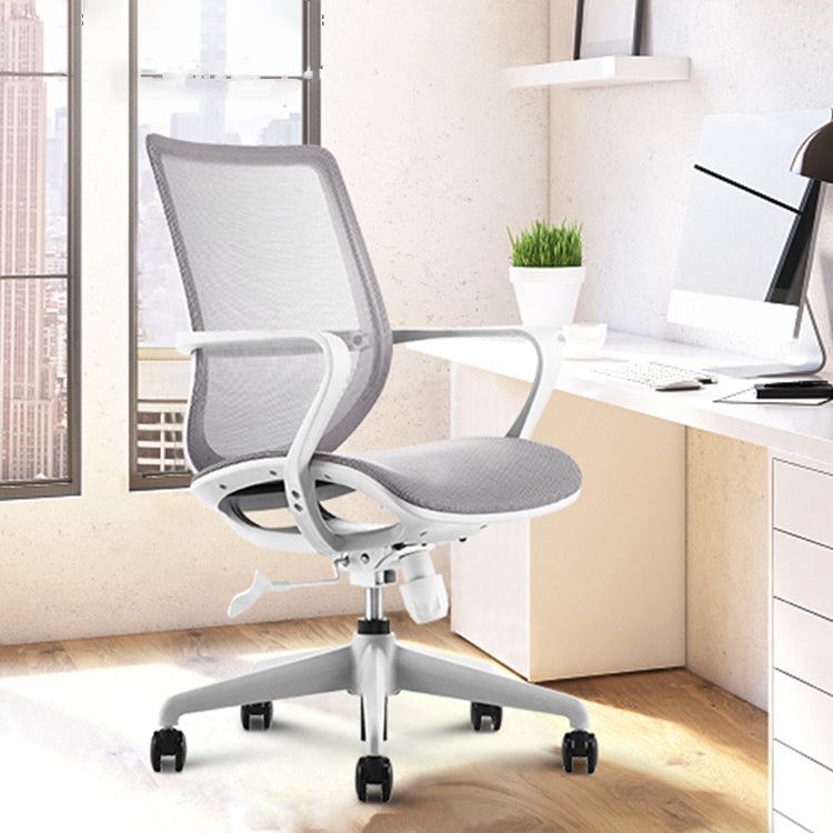 Modern Fixed Arms Desk Chair Adjustable Seat Height Swivel Chair with Wheels