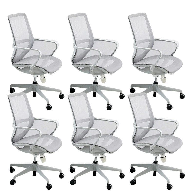 Modern Fixed Arms Desk Chair Adjustable Seat Height Swivel Chair with Wheels