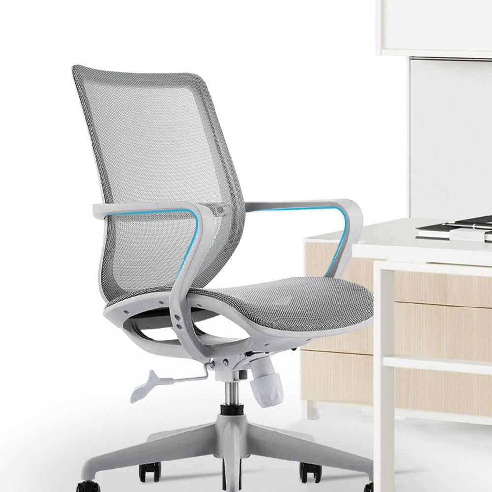 Modern Fixed Arms Desk Chair Adjustable Seat Height Swivel Chair with Wheels