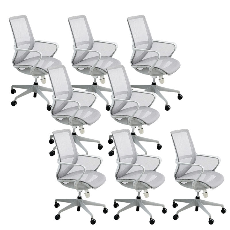 Modern Fixed Arms Desk Chair Adjustable Seat Height Swivel Chair with Wheels