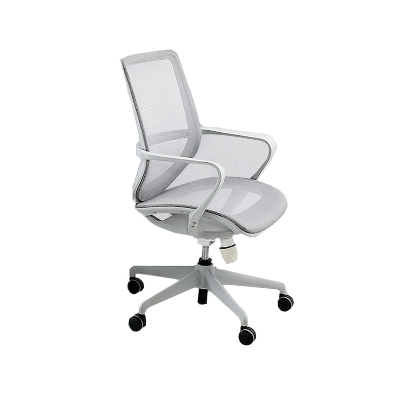 Modern Fixed Arms Desk Chair Adjustable Seat Height Swivel Chair with Wheels