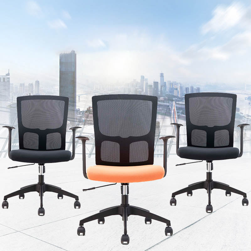 Modern Office Chair Fixed Arms Upholstered No Distressing Desk Chair with Wheels