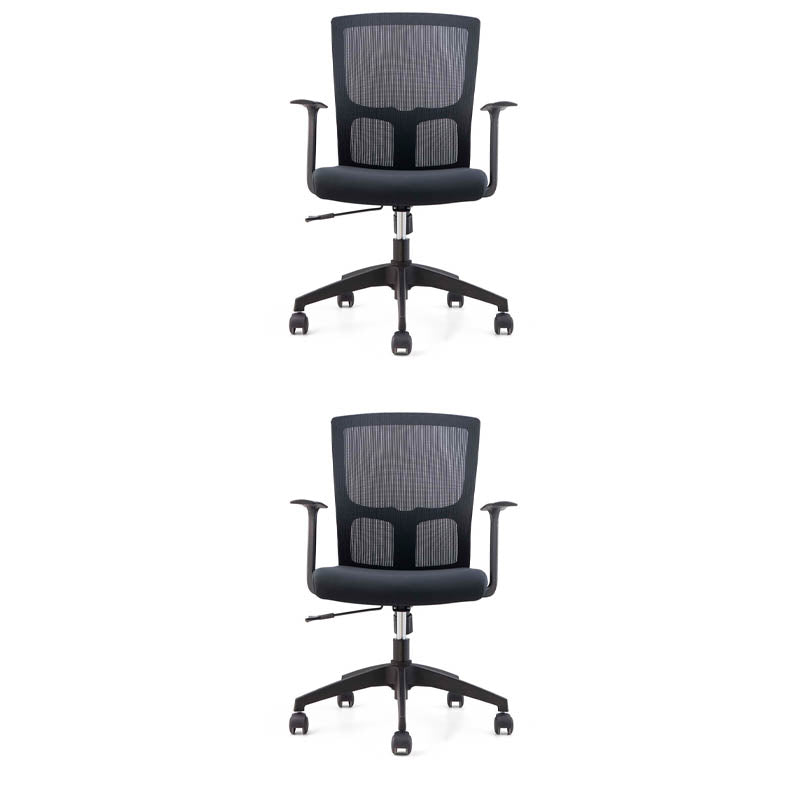 Modern Office Chair Fixed Arms Upholstered No Distressing Desk Chair with Wheels