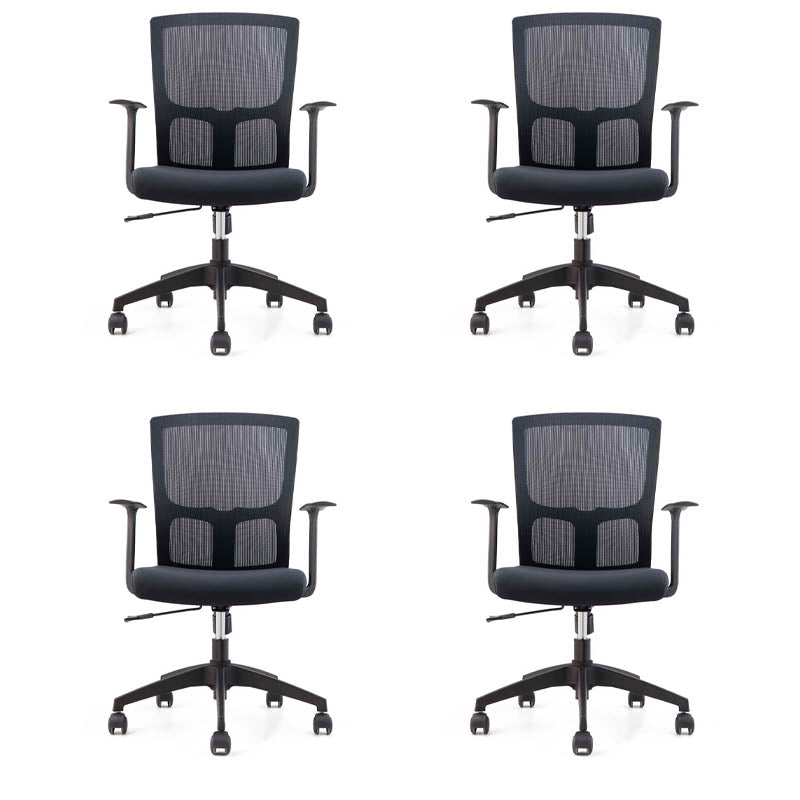 Modern Office Chair Fixed Arms Upholstered No Distressing Desk Chair with Wheels